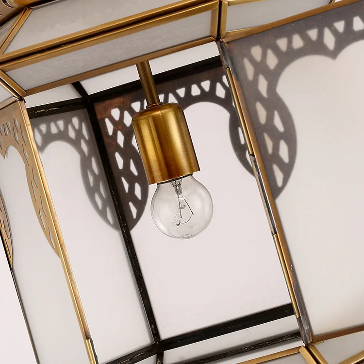 European style full copper lamp Arab Muslim restaurant church chandelier diffuse coffee color aisle staircase porch chandelier