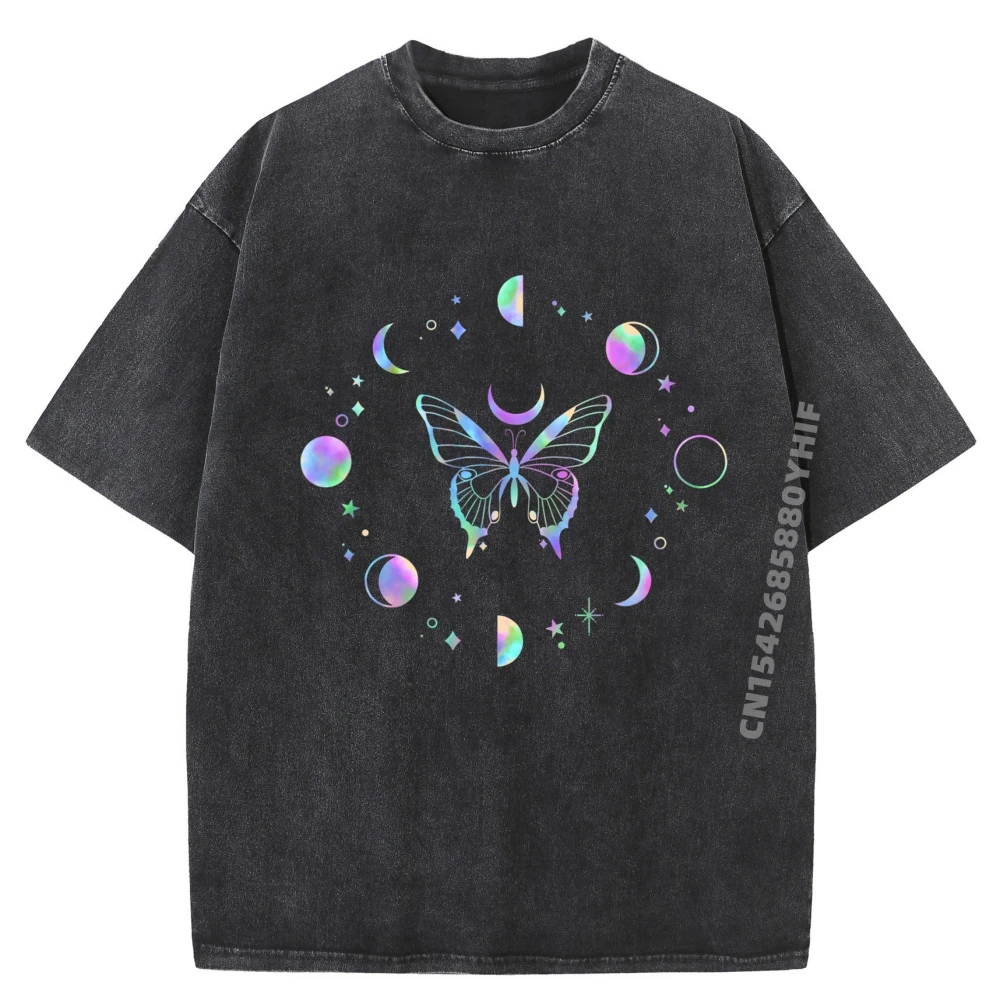 

Retro Woman Men T-shirt Comfortable Luxury Designer Tops & Tees Retro Washed Celestial Bodies Moon Solar Astronomy Tee Shirts