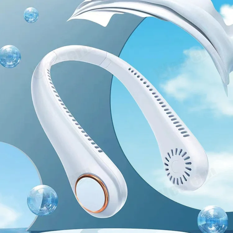 2022, подвесной шейный вентилятор, портативный носимый вентилятор для занятий спортом на открытом воздухе, USB перезаряжаемый ленивый мини-безлистный вентилятор воздушного охлаждения