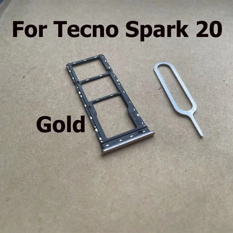 New For Tecno Spark 20 Sim Card Tray Slot Holder Socket Adapter Connector Repair Parts For Spark 20 Pro