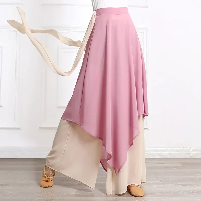 

Modern Dance Skirt for Woman Wide Leg Dance Pants Women 5 Color Practice Wear Dancer Loose Trouser Chiffon Double Layers