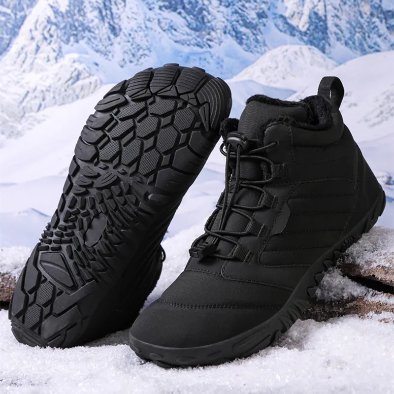 

Men Boots Warm Fur Ankle Boots for Winter Shoes Men Waterproof Snow Boots Couple Winter Casual Sneakers Climbing Hiking Shoes