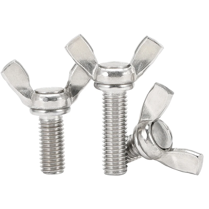 10Pcs M6 Butterfly Wing Bolts 304 Stainless Steel Hand Tighten Thumb Screws Wing Head Fasteners for Household Industrial Fixing