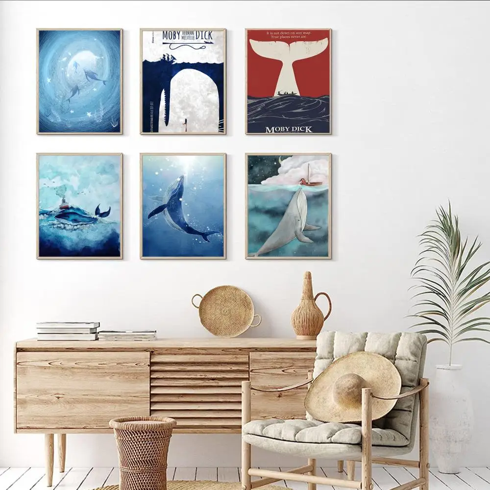 

The Whale Poster Self-adhesive Art Poster Retro Kraft Paper Sticker DIY Room Bar Cafe Vintage Decorative