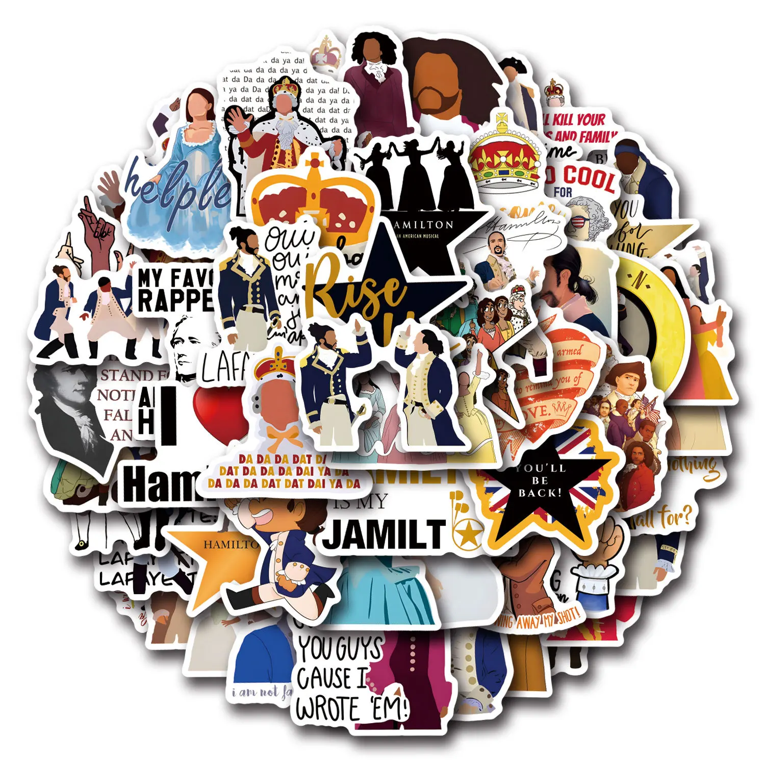 

10/30/55PCS Hamilton Cartoon Stickers Music Drama Decals DIY Scrapbook Fridge Luggage Laptop Phone Guitar Skateboard Decoration