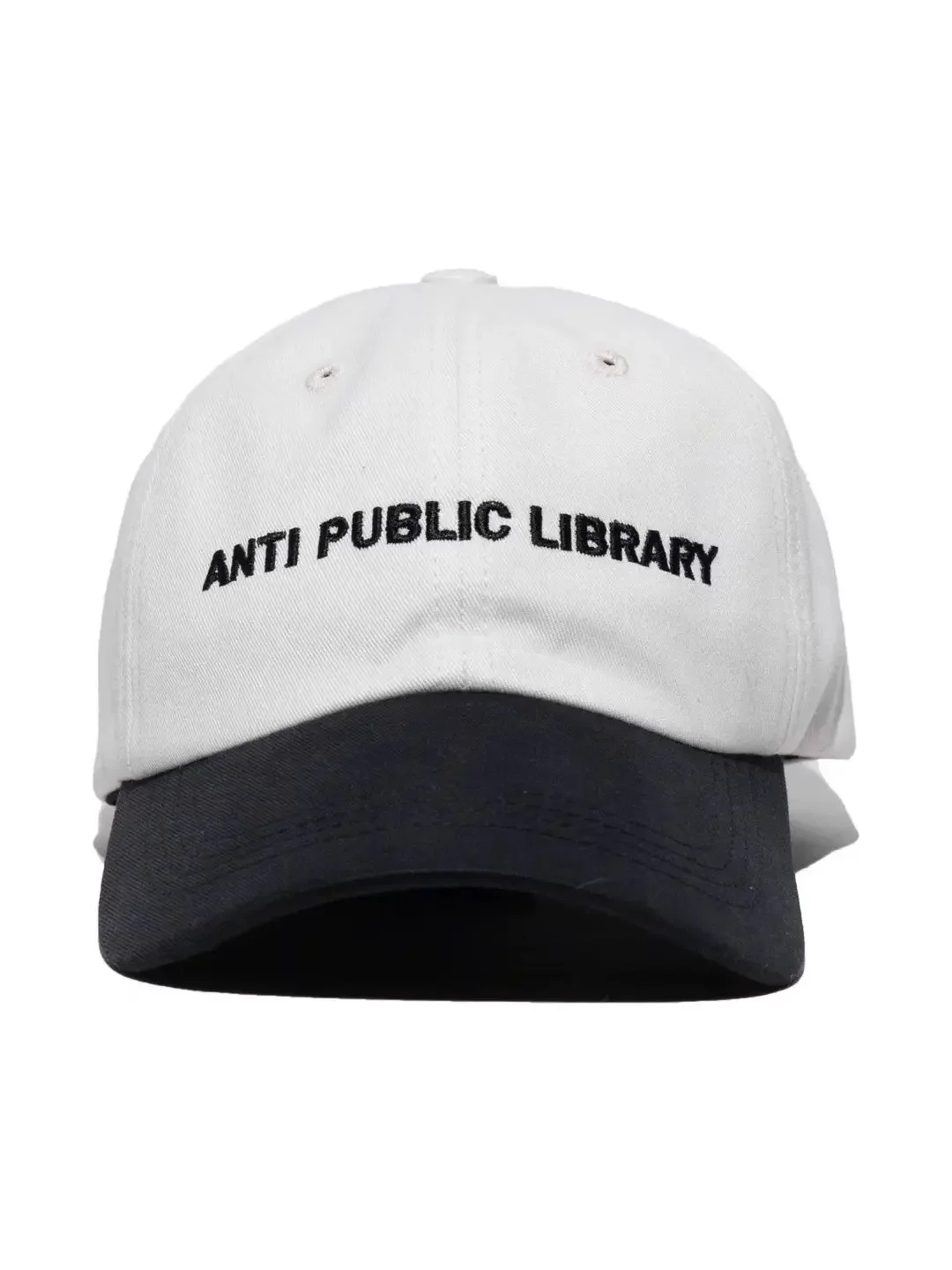 casquette-brodee-erd-25ss-anti-public-library-avec-surpiqures-noires-et-blanches