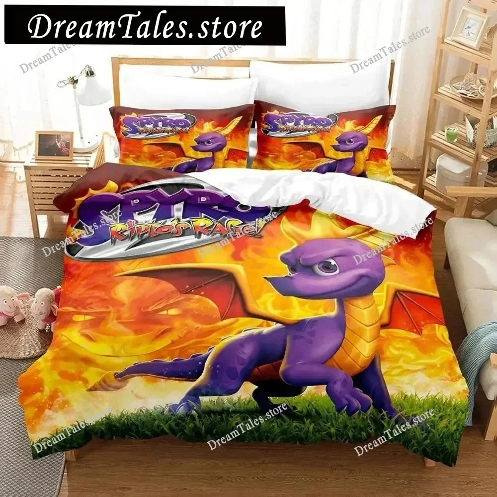 Spyro Reignited Triology Bedding Set for Adults Boys Duvet Cover Bed Set Single Twin Full Queen Bedding Set Soft and Comfortable