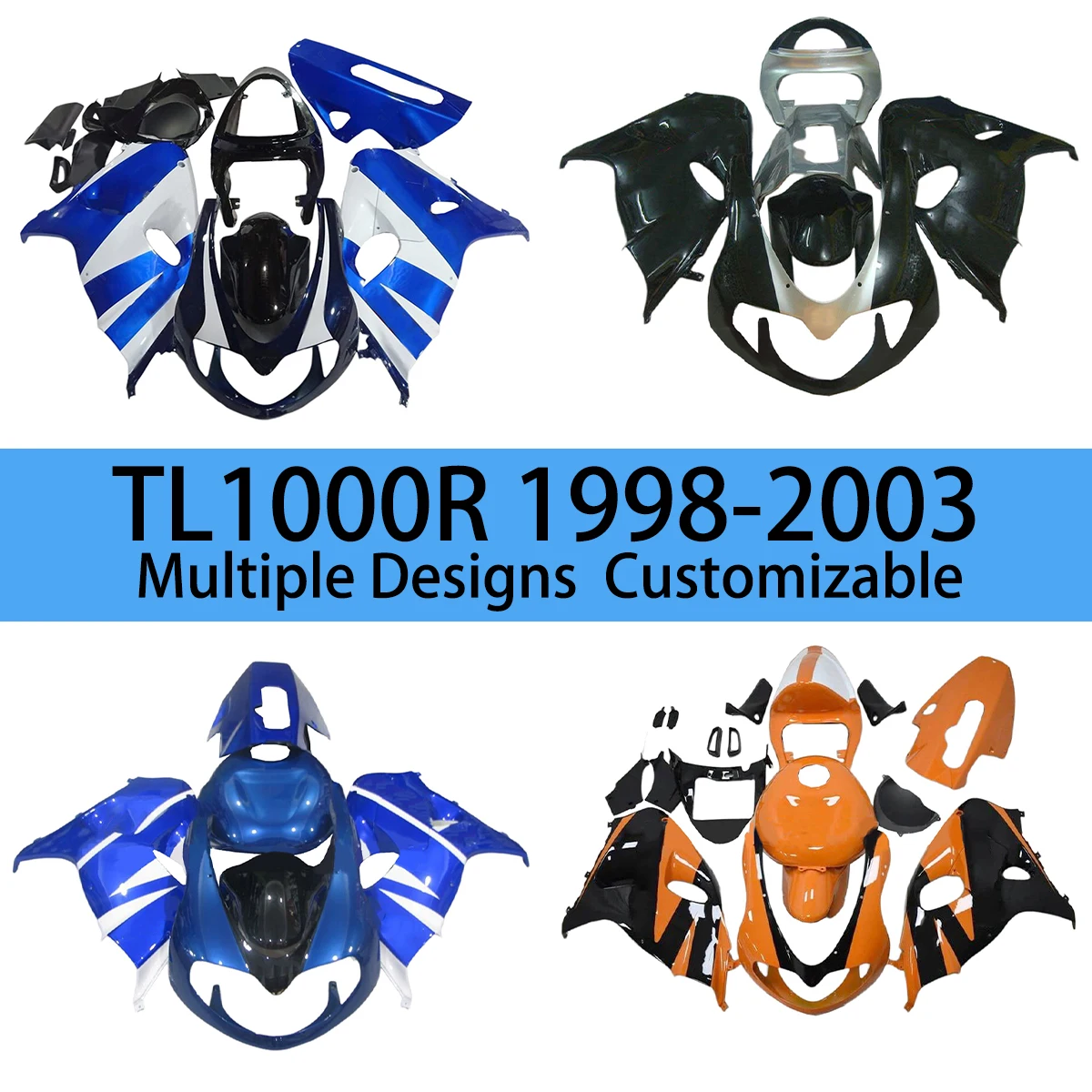 

TL1000 1998 1999 2000 2001 2002 2003 Moto Cross Fairing Kit for TL1000R 98-03 ABS Cowling Bodywork Set Motorcycle Fairings