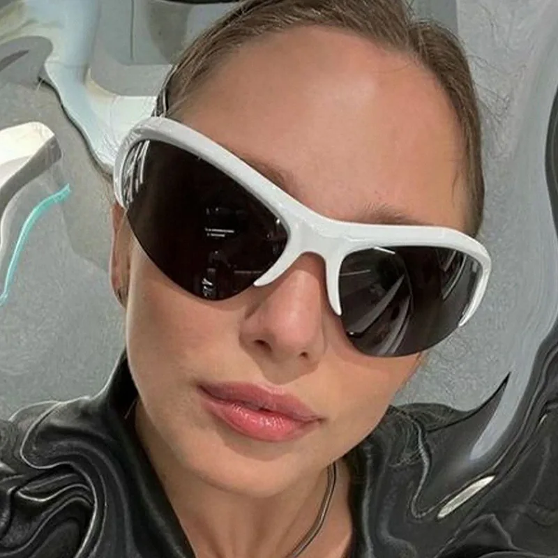 2023 New Fashion Half Cat Eye occhiali da sole da esterno per donna Brand Vintage Punk occhiali da sole uomo Hip Hop Shades donna Gafas De Sol