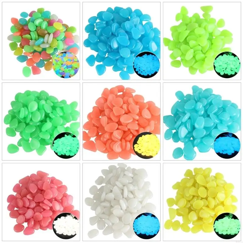 

R66A Night Illuminated Resin Stone Pack of 100 Waterproof Yard Decors Mixed Color
