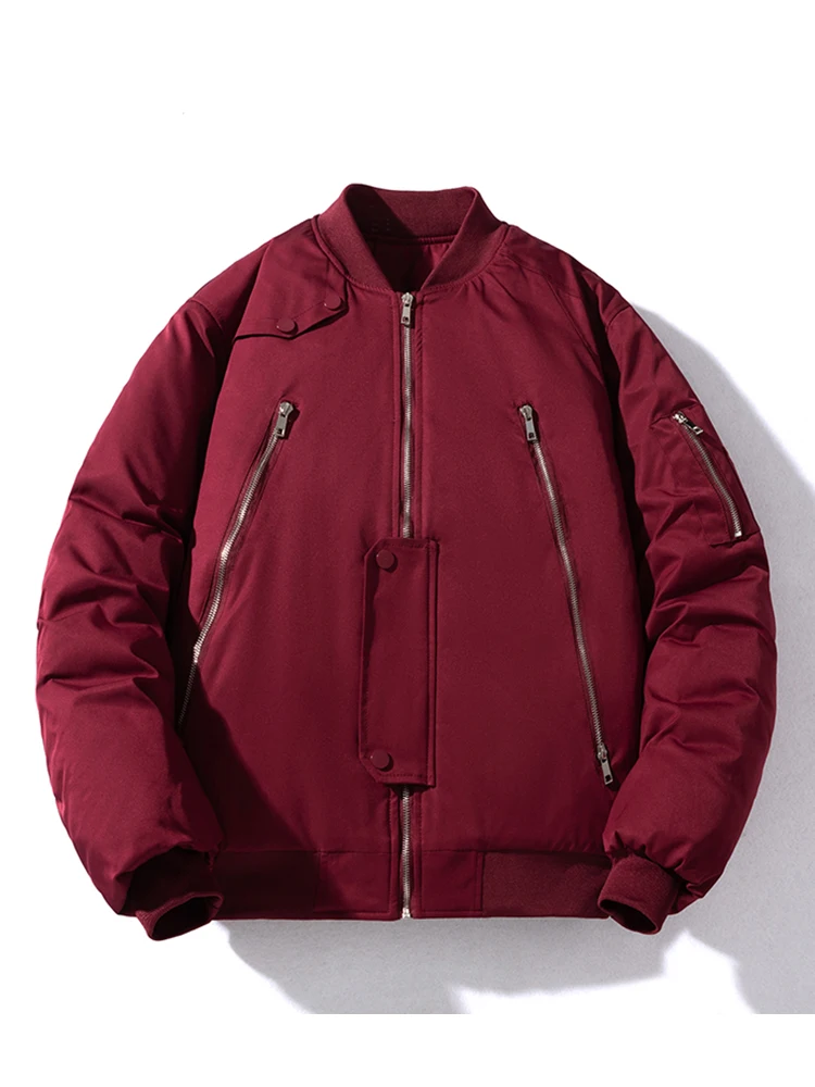 

Retro American Pilot Jaet ex Loose Baseball Cotton Coat Thiened Red Cotton Outerwear Warm Youth Casual Polyester Fiber