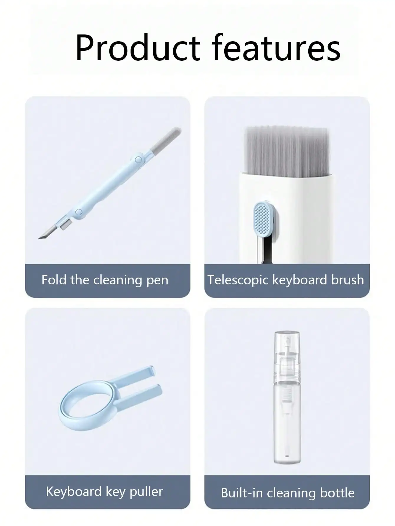 7-in-1 Mechanical Keyboard Cleaning Kit Computer Dust Removal Tool with Soft Brush Multifunctional Dust Cleaner for Keyboards