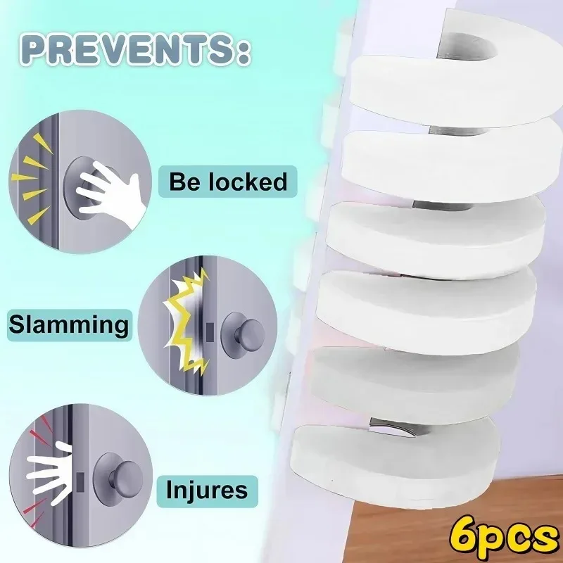 6Pcs Baby Safety Door Stopper Newborn Furniture Protector Anti-pinch Hand Child Lock Finger Pinch Guard Proof Door Slam Stopper image 4