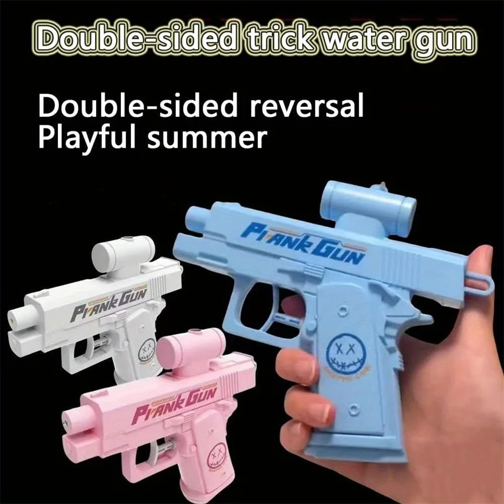 Nuova pistola ad acqua inversa portatile a doppia faccia per esterni, scherzo, spruzzo d'acqua inverso, giocattolo, regalo creativo per bambini