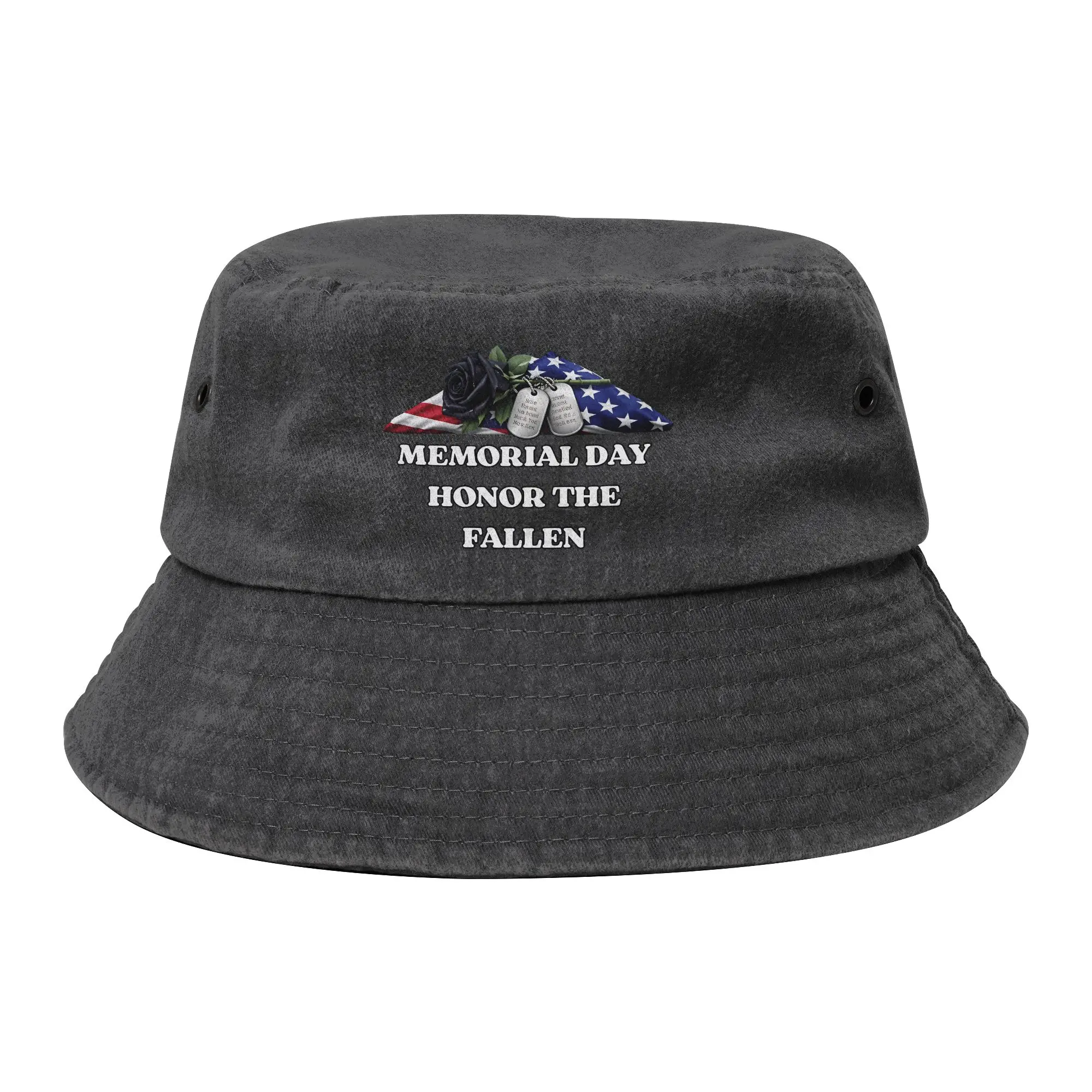 Unisex Distressed Denim Bucket Hats Memorial Day Honor the Fallen Hot Summer Outdoor Sports Fishing Hats Patriot Hat Gifts Idea