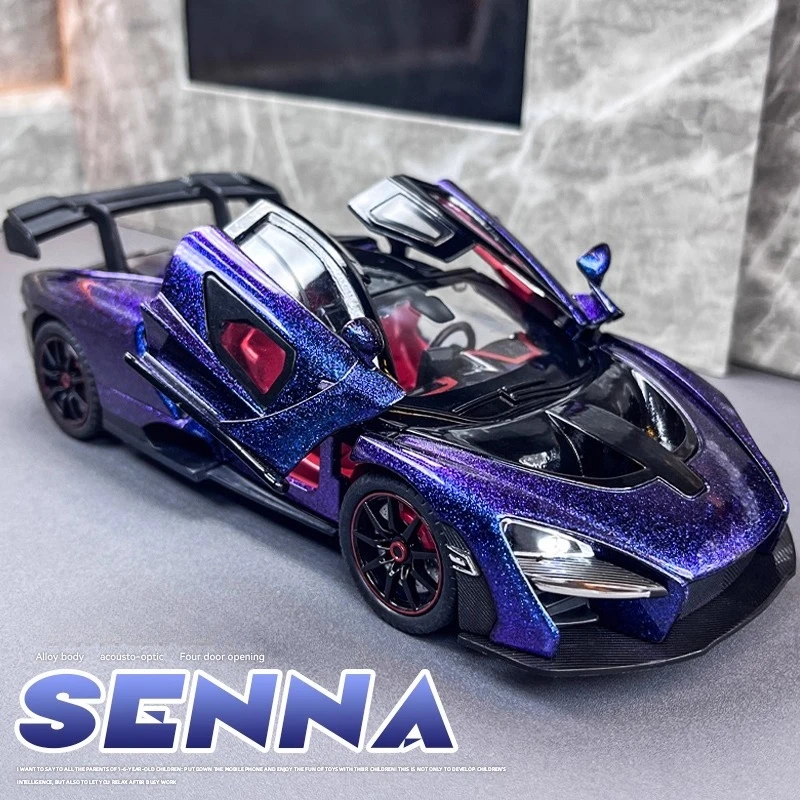 Modèle de voiture de sport Sienna 1:24, jouets en alliage moulé sous pression, supercars, son et lumière, portes ouvertes, véhicules de course rétractables, cadeaux pour enfants