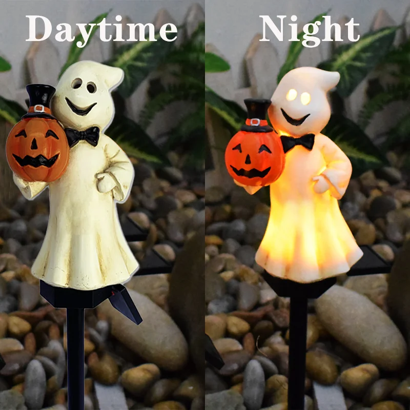 Halloween Solar Pumpkin Light Outdoor Waterproof Ghost Festival Atmosphere Decoration LED Lawn Lantern for Garden Yard Patio