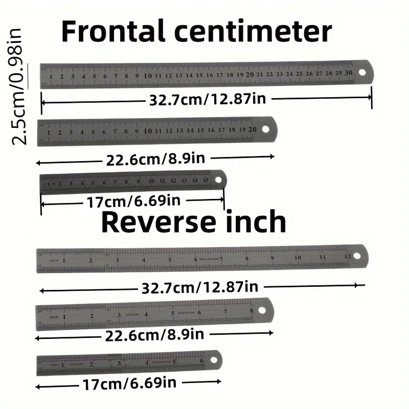 1pc Ruler Metal Straight Edge Ruler Stainless Steel Ruler,Painting, Drawing, Ruler, Steel Ruler, Double-sided Scale