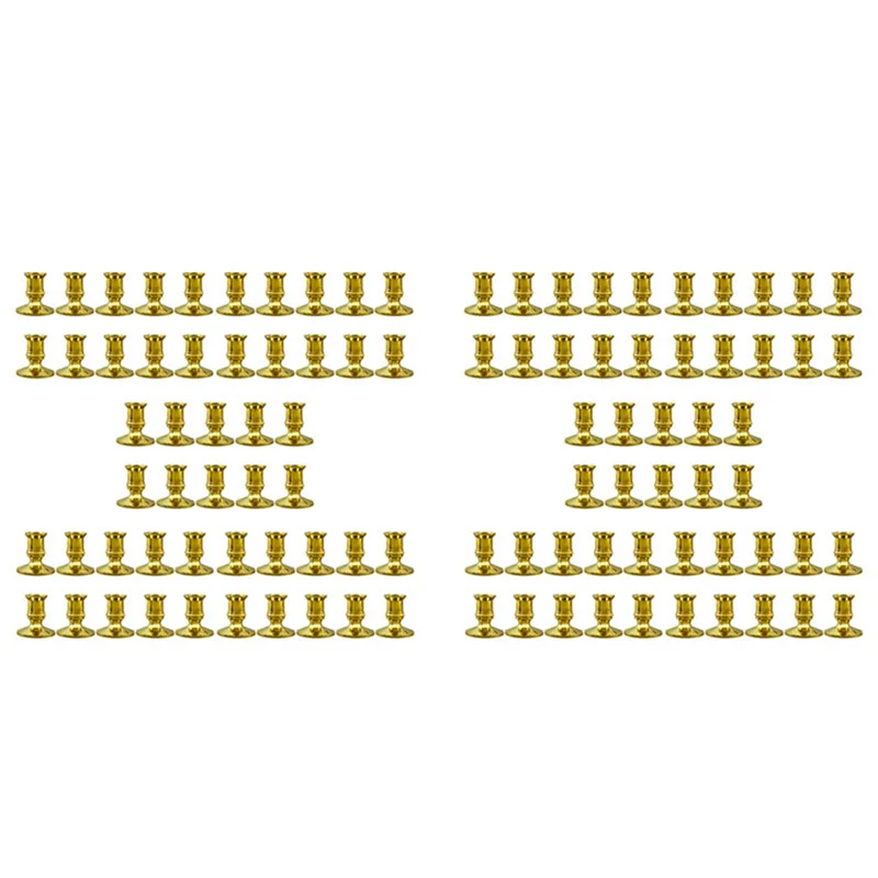 

【Superdeals】100X Gold Pillar Candle Base Taper Candle Holder Candlestick Christmas Party Decor
