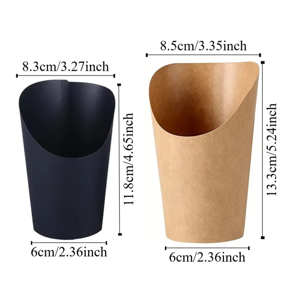 D5 10Pcs 14/16oz French Fries Holder Kraft Paper Disposable French Fry Cup Popcorn Baking Snack Dessert Cupcakes Party Supplies