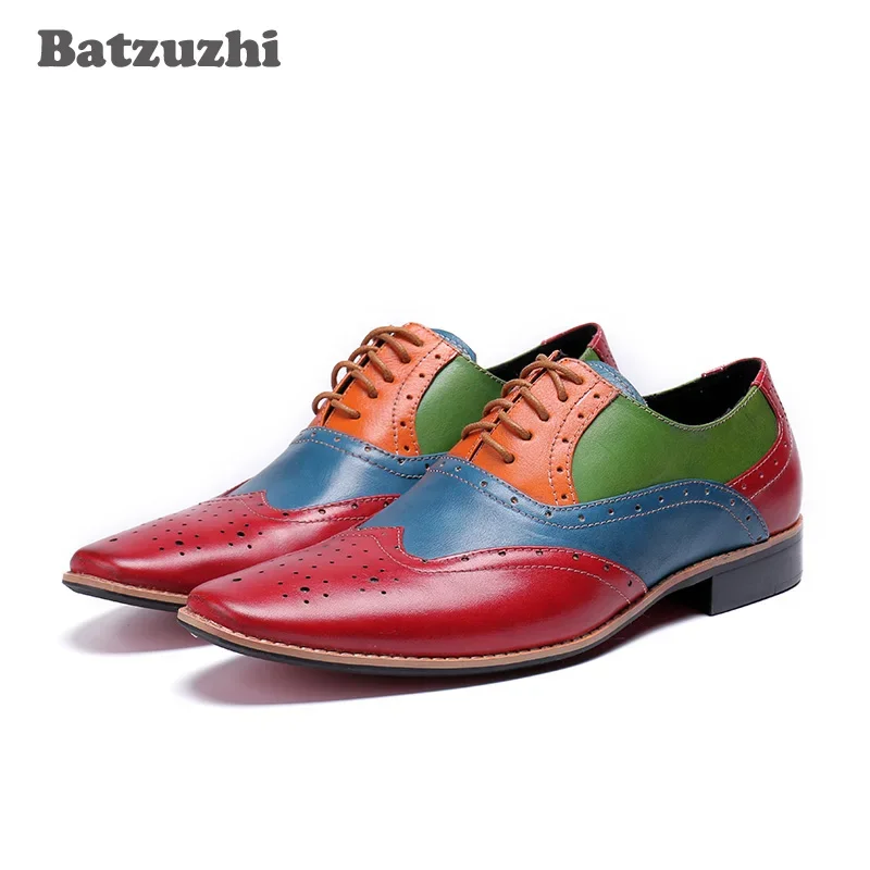 

Batzuzhi Genuine Leather Mens Dress Shoes Oxford Shoes For Men Lace-Up Business Shoes Men Wedding Designer's Zapatos Hombre