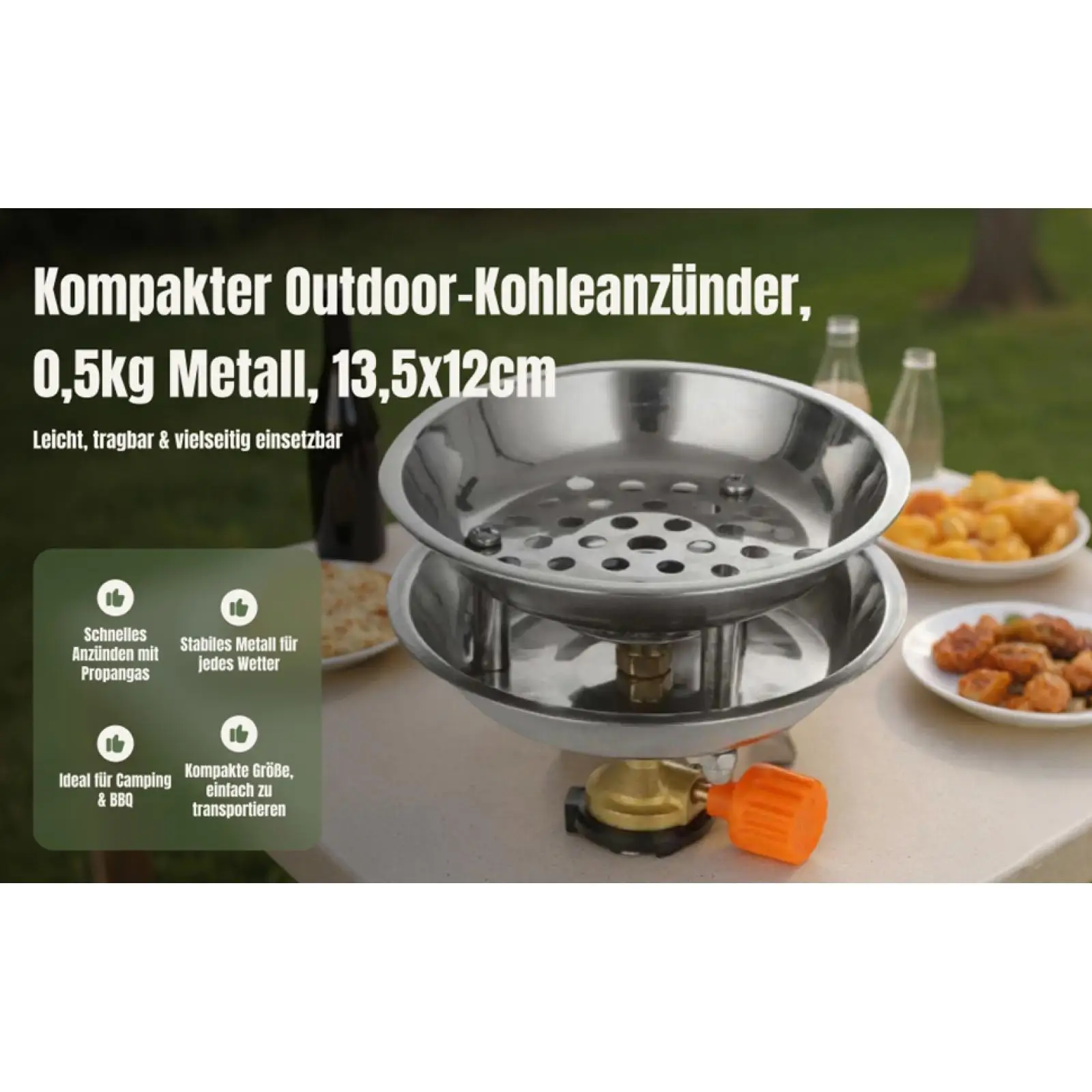 Kohlebrenner, leicht, für Propan, winddicht, schnell erhitzend, Kohlestarter