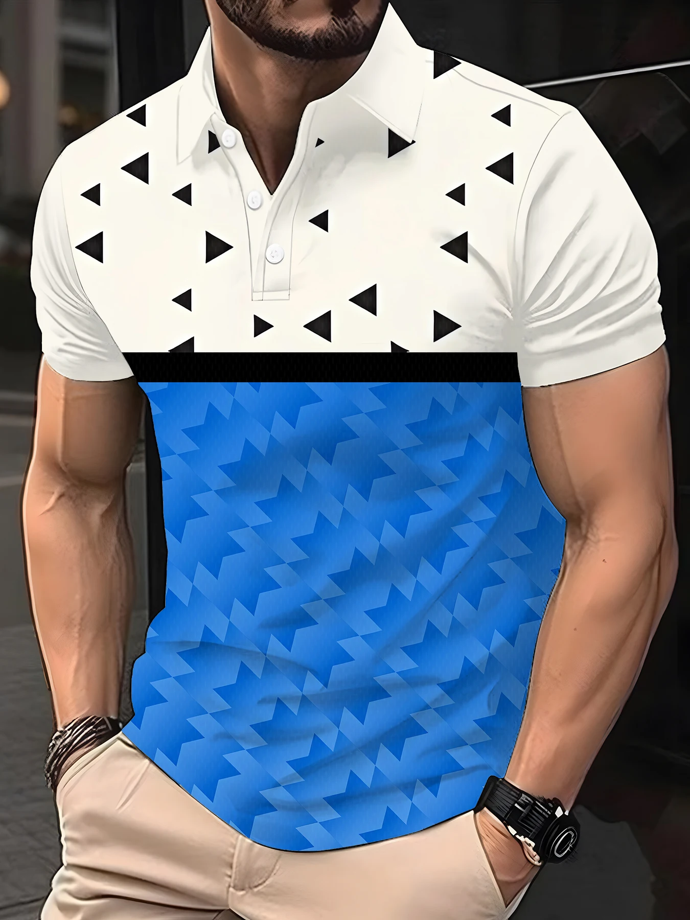 

Polka Dot Printed Polo Shirt Men Summer Short Sleeve Lapel Wint Button Casual Sport Tops Fashion Men Classic Polo Shirt