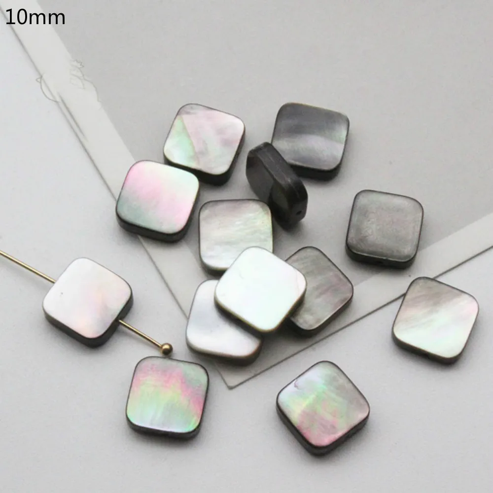 5pcs / Bag Natural Black Shell Ladies Fashion Wild Straight Hole Square Beads Jewelry DIY Necklace Bracelet Earrings Accessories