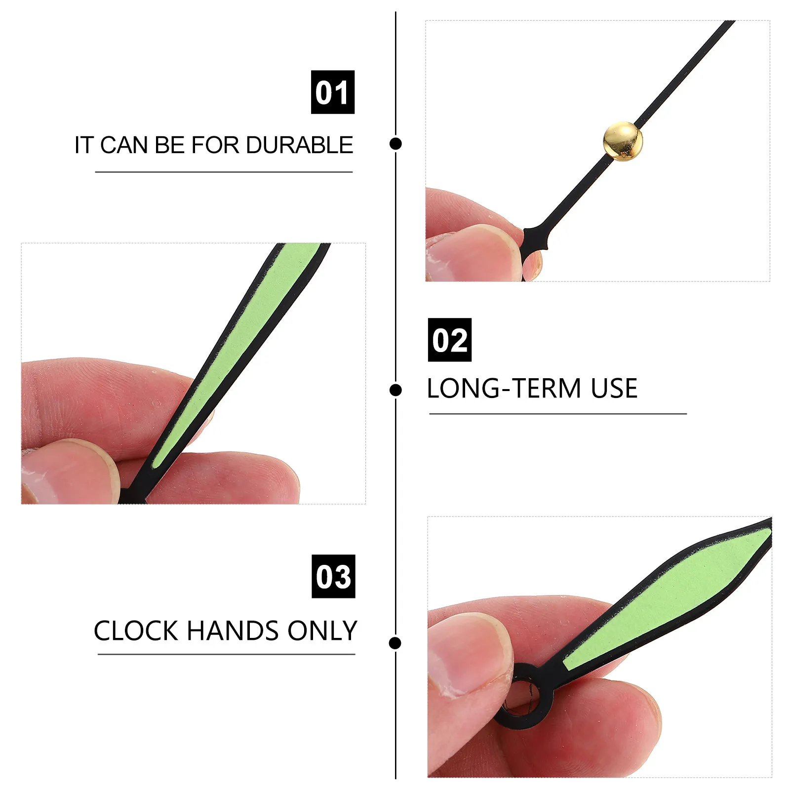 10Sets Luminous Clock Hands Replacement Accessories DIY Repair Parts Wall Clock Pointer Kit for Accurate Timekeeping