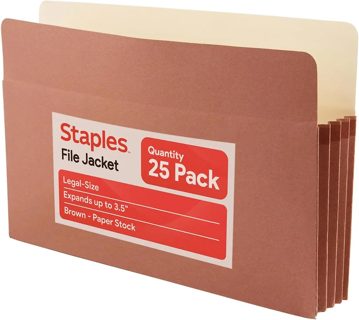 

Heavy-Duty Legal Size Expanding File Folders, 3.5-Inch Expansion, Brown Accordion Pockets - Pack of 25