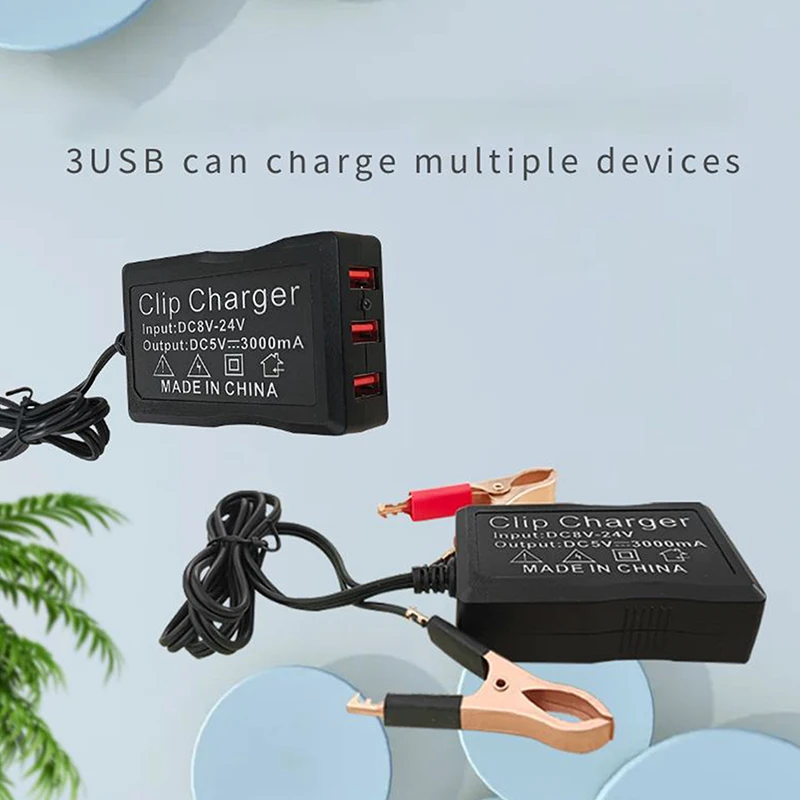 High Performance DC Converter With Battery Clip 5V 3 USB Port DC Power Adapter Buck Charging Module For Phone Tablets