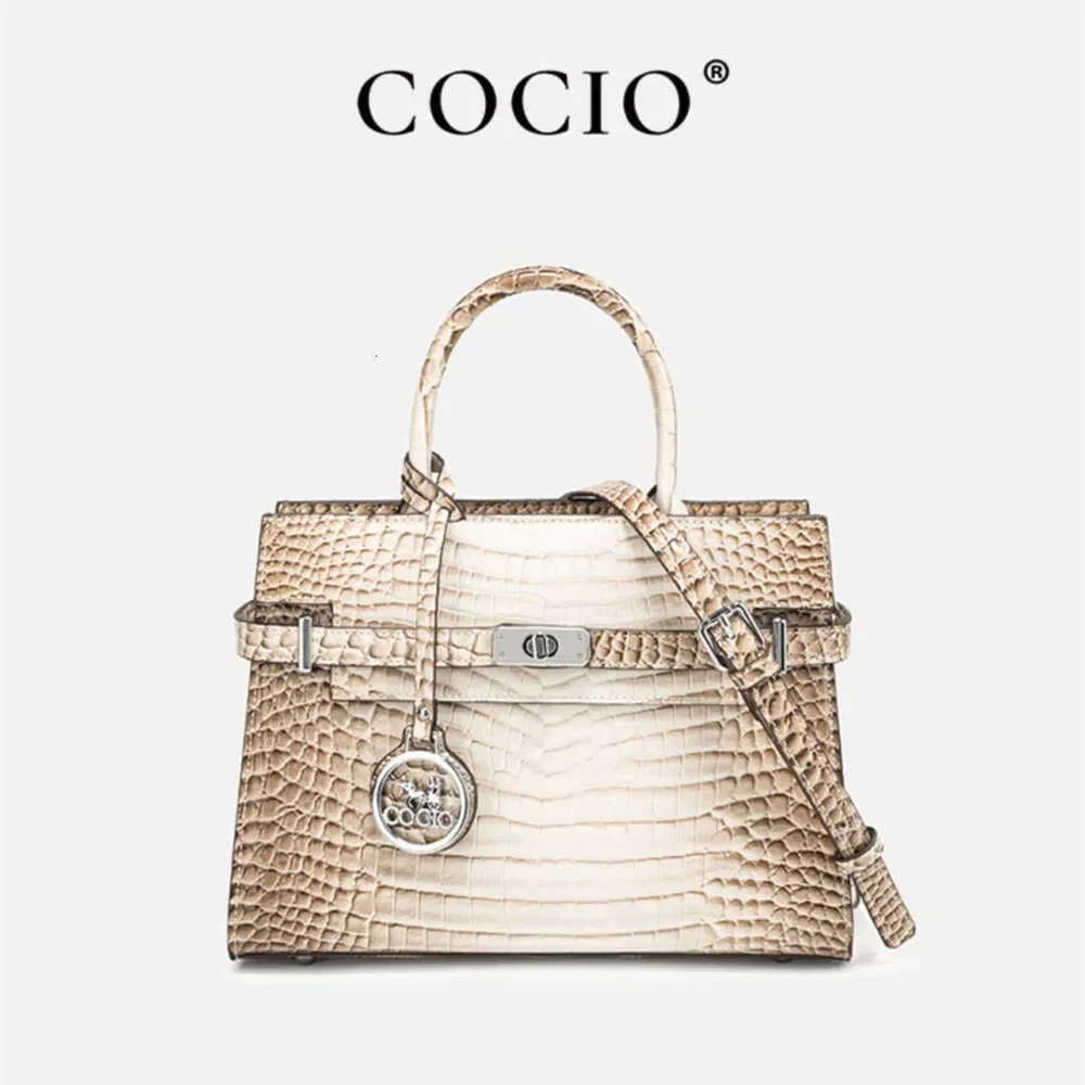

COCIO New Texture Crocodile Pattern Handbag Himalayan White Women's Bag Cross-Border Hot-Selling Model