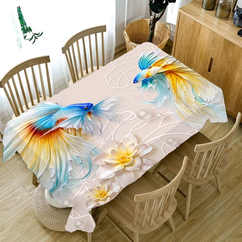 Peony Flower Living Room Tablecloth Home Dining Table Kitchen Decoration Antifouling Tablecloth Rectangular Printing Table Mat