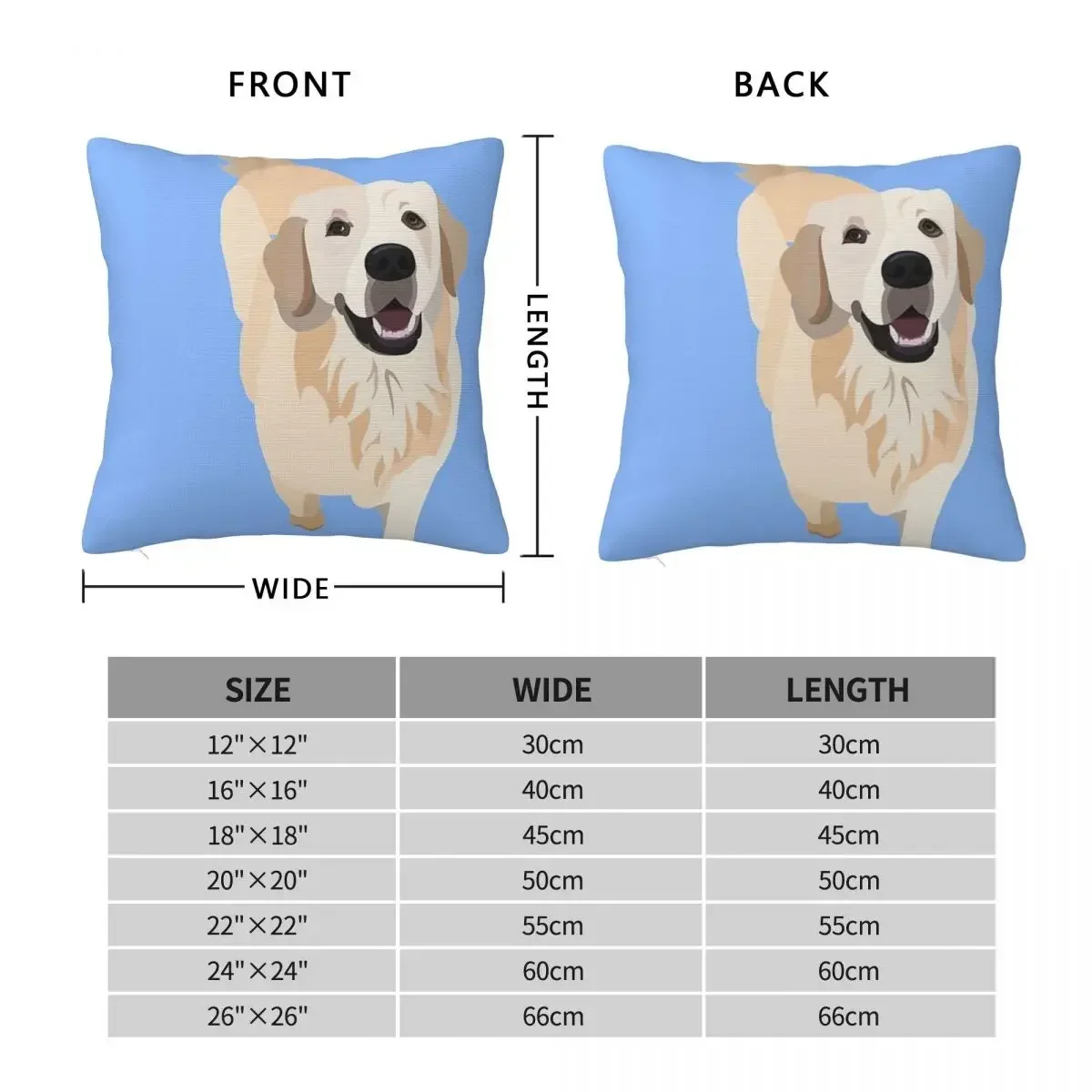 Golden Retriever Doggo - LIGHT BLUE Square Pillowcase Pillow Cover Polyester Decor Comfort Throw Pillow for Home Living Room