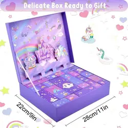 Princess Pretend Makeup Set 24 Days Christmas Advent Calendar Box Jewelry CuteUnicorn Toys Christmas Snowman Elk For Girls Gift