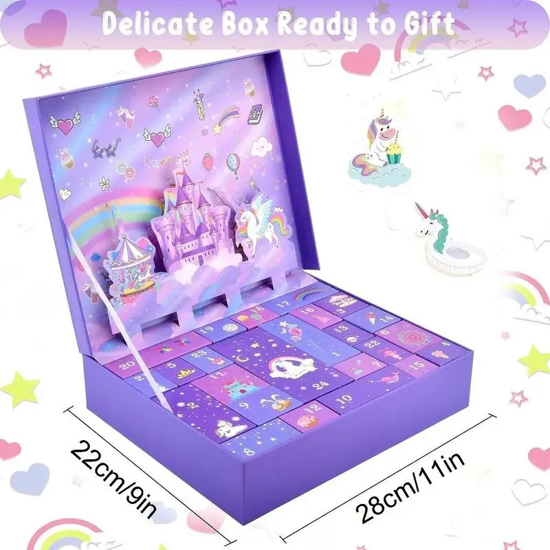 Princess Pretend Makeup Set 24 Days Christmas Advent Calendar Box Jewelry Cute Unicorn Toys Christmas Snowman Elk For Girls Gift