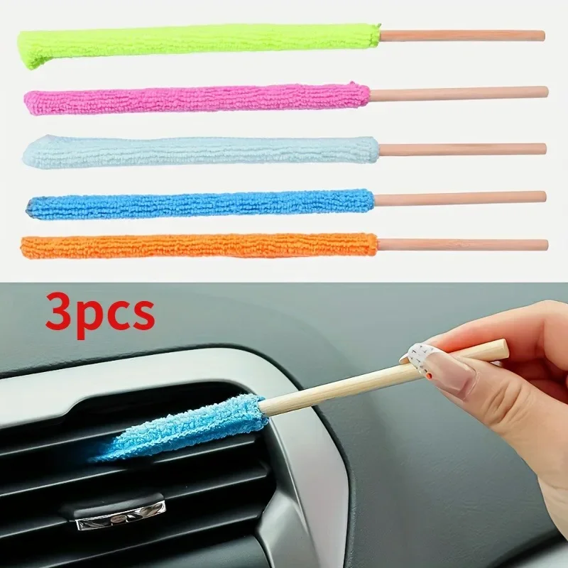 

3pcs Car detail cleaning brush long handle air conditioning louver narrow dust collector rod