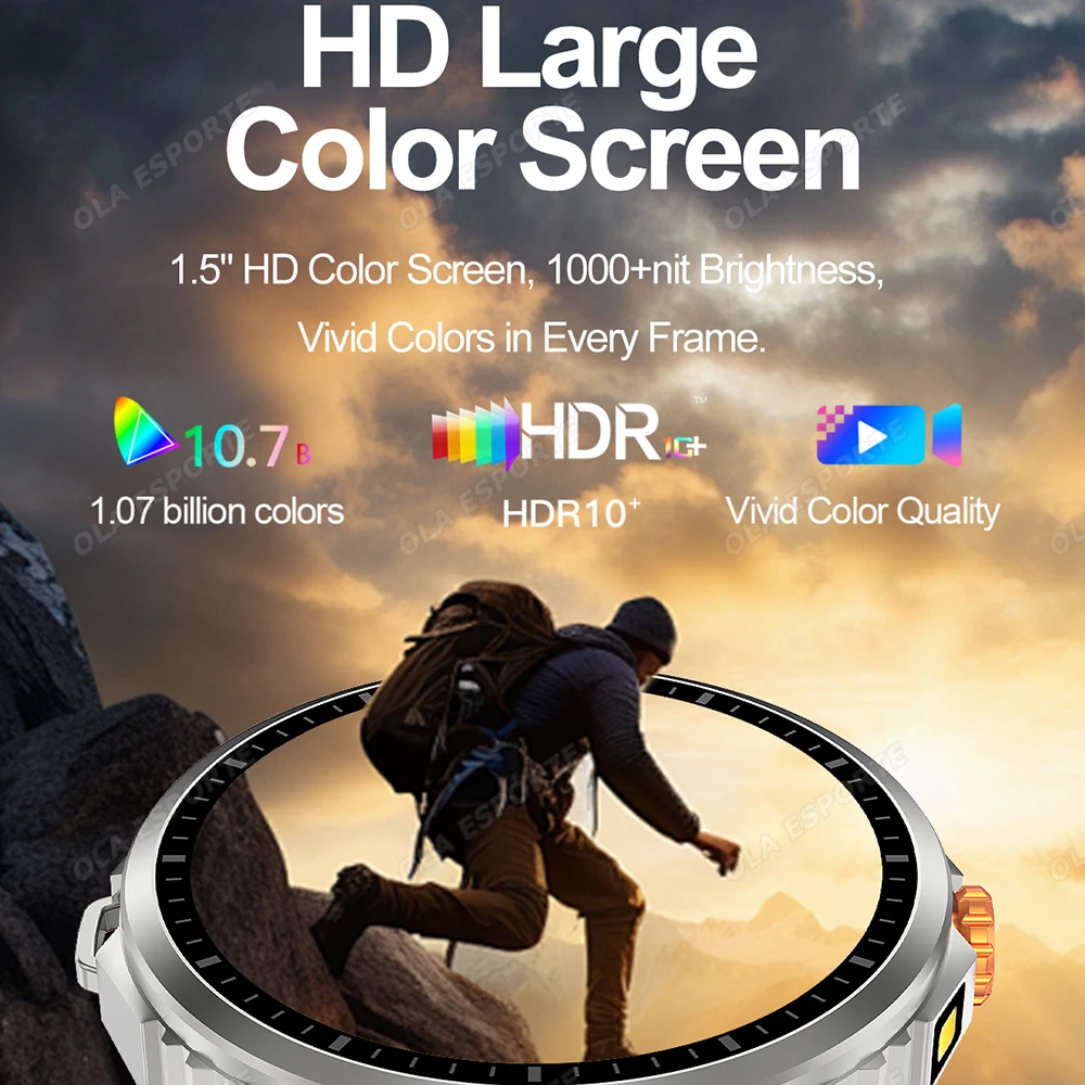 Men Smart Watch IP68 Waterproof 1.5"AMOLED Screen Wireless Call Multiple Sports Modes Fitness Clock Health Monitoring Smartwatch