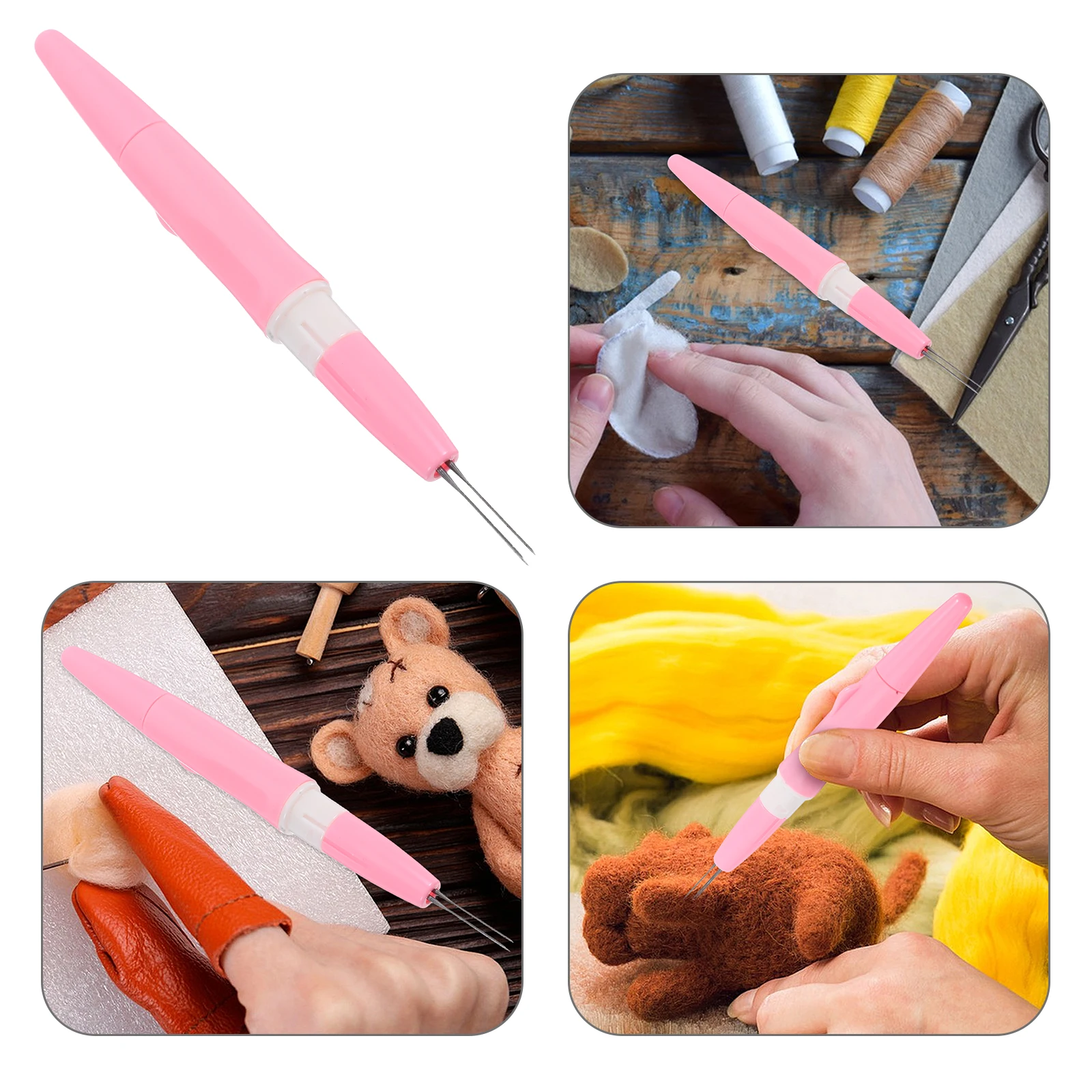 1 مجموعة إبرة التلبيد القلم دائم البلاستيك المعادن مقبض مريح Diy بها بنفسك التطريز أداة تخريم الحرف اليدوية الخياطة التطريز القلم