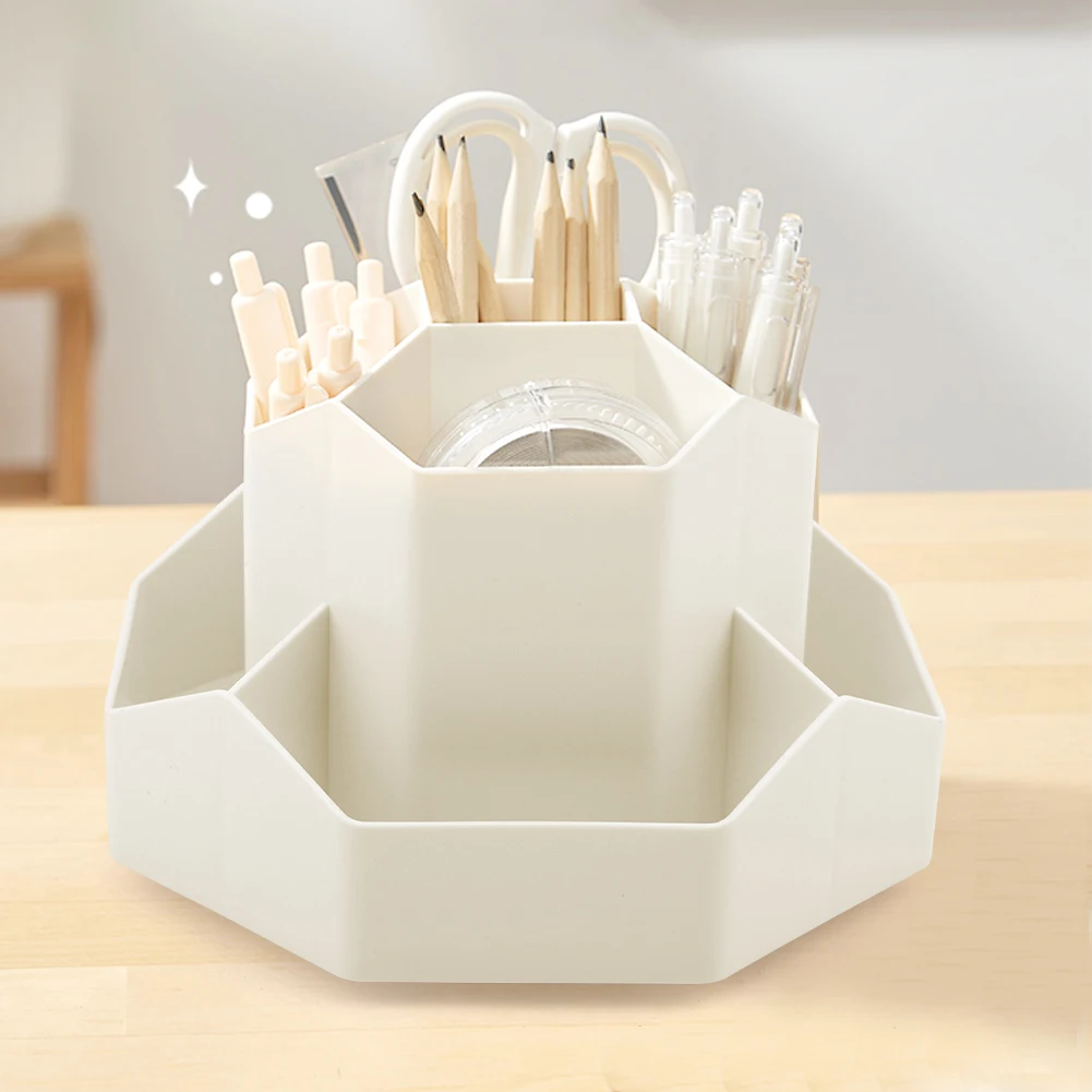 حامل أقلام دوار بدرجة ، وعاء قرطاسية ، منظم مكتب ، حامل أقلام مدرسية لطيف ، تخزين منزلي ومكتب ، 9 فتحات