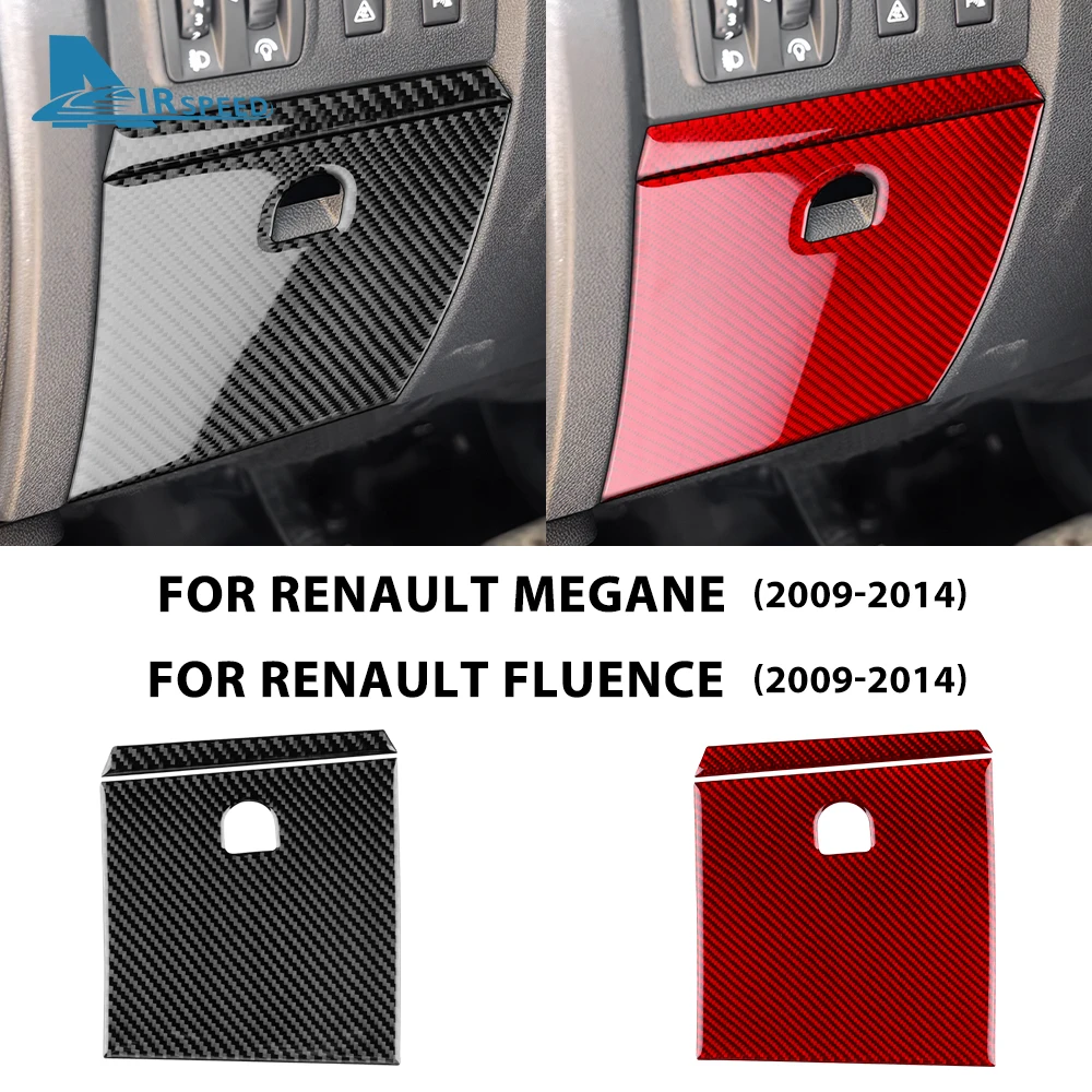 Pegatina de fibra de carbono suave Real para Renault Fluence Megane 3 RS 2009 2010 2011 2012 2013 2014 2015 embellecedor de caja de almacenamiento del conductor LHD
