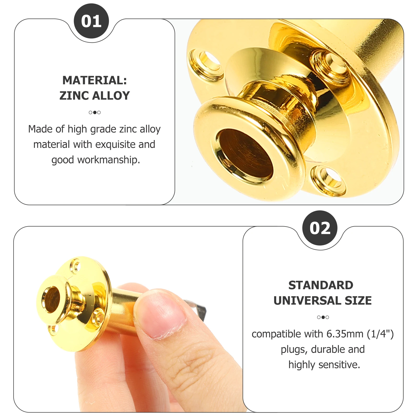 

End Pin Jack Vibration Pickup Plug Guitar Output Input Endpin Golden Zinc Alloy