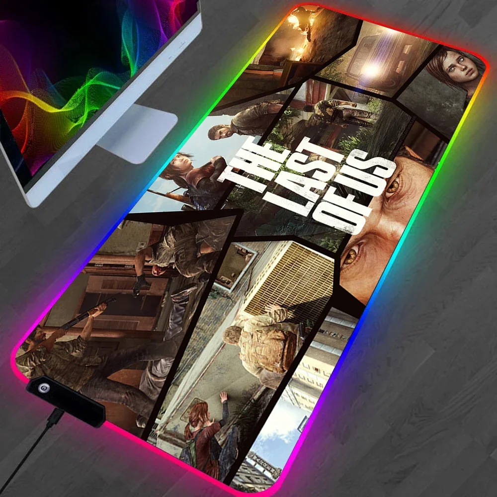 The Last of US Part 2 Video Game LED Gaming Mousepads Large Desk Mat PC Gamer Mousepad RGB Mouse Pad Luminous Mouses Mice Mats