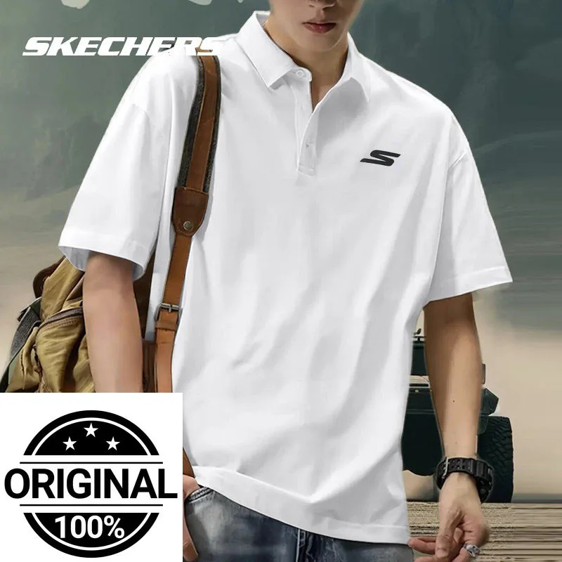 

Skechers Men's Loose Fit Polo Shirt Casual Streetwear Breathable Short Sleeve Golf Tennis Sports Top P122M053-0019