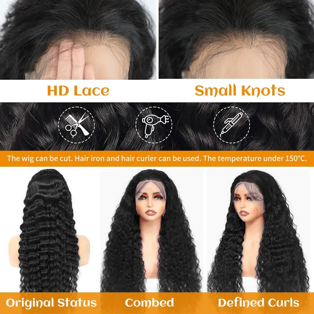 Pampering 200% Wig rambut manusia Frontal renda depan 36 38 inci 13x4 HD Wig keriting Brasil untuk wanita