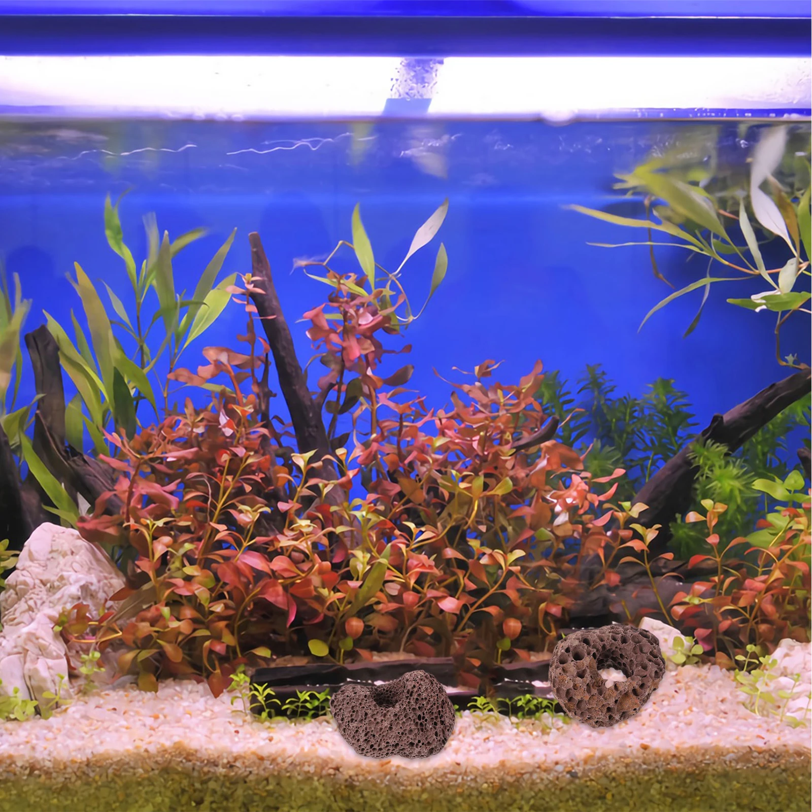 

10pcs Volcanic Rock Planting 6CM Fish Shelter Aquarium Habitat nament L Accessories Stable Bottom Decor Pet