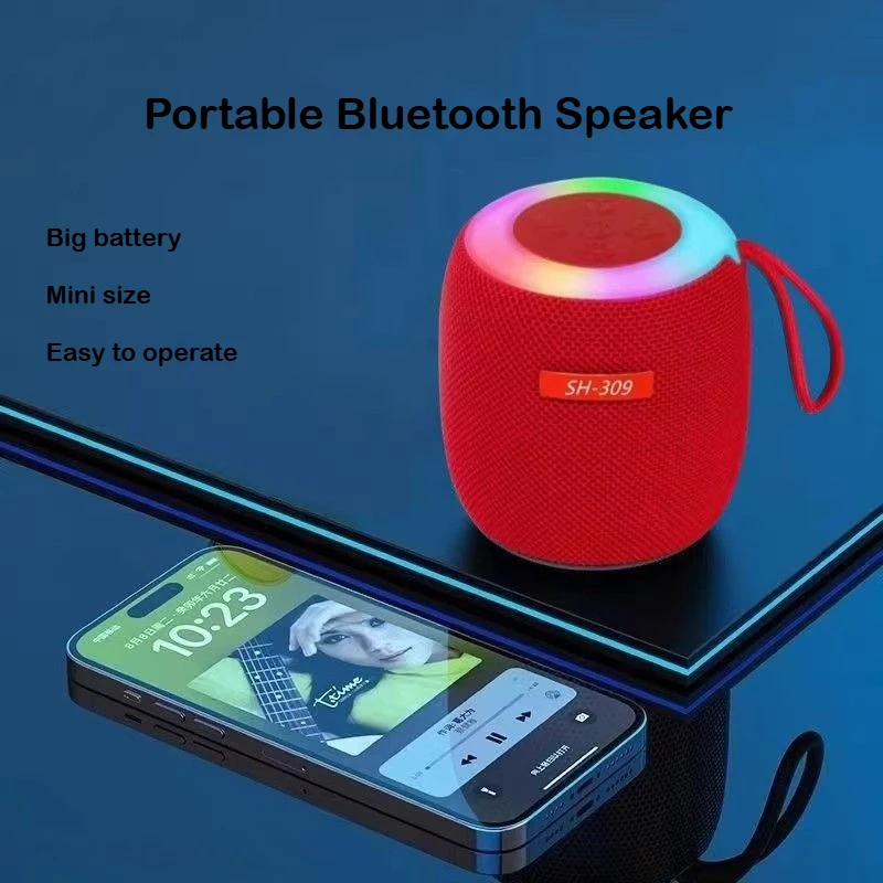 SH309 Fabric Bluetooth Mini Speaker Colorful Lighting Small Long Battery New Audio Outdoor Sport Riding - Image 3