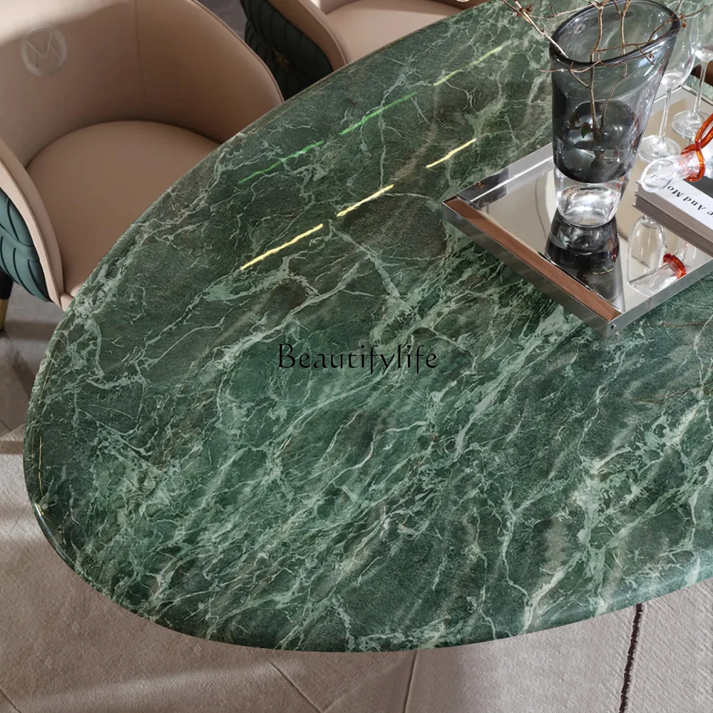 

5Natural Prada green marble dining table home modern minimalist style