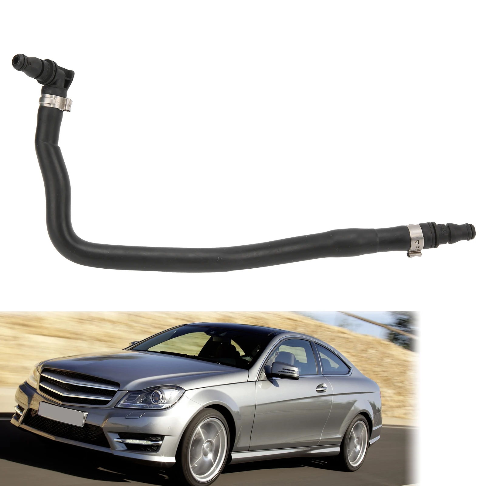 2045010925 Black Radiator Vent Hose Radiator Vent Hose 2045010925 Rubber Black Replacement for Benz C‑CLASS W204 2007‑2014