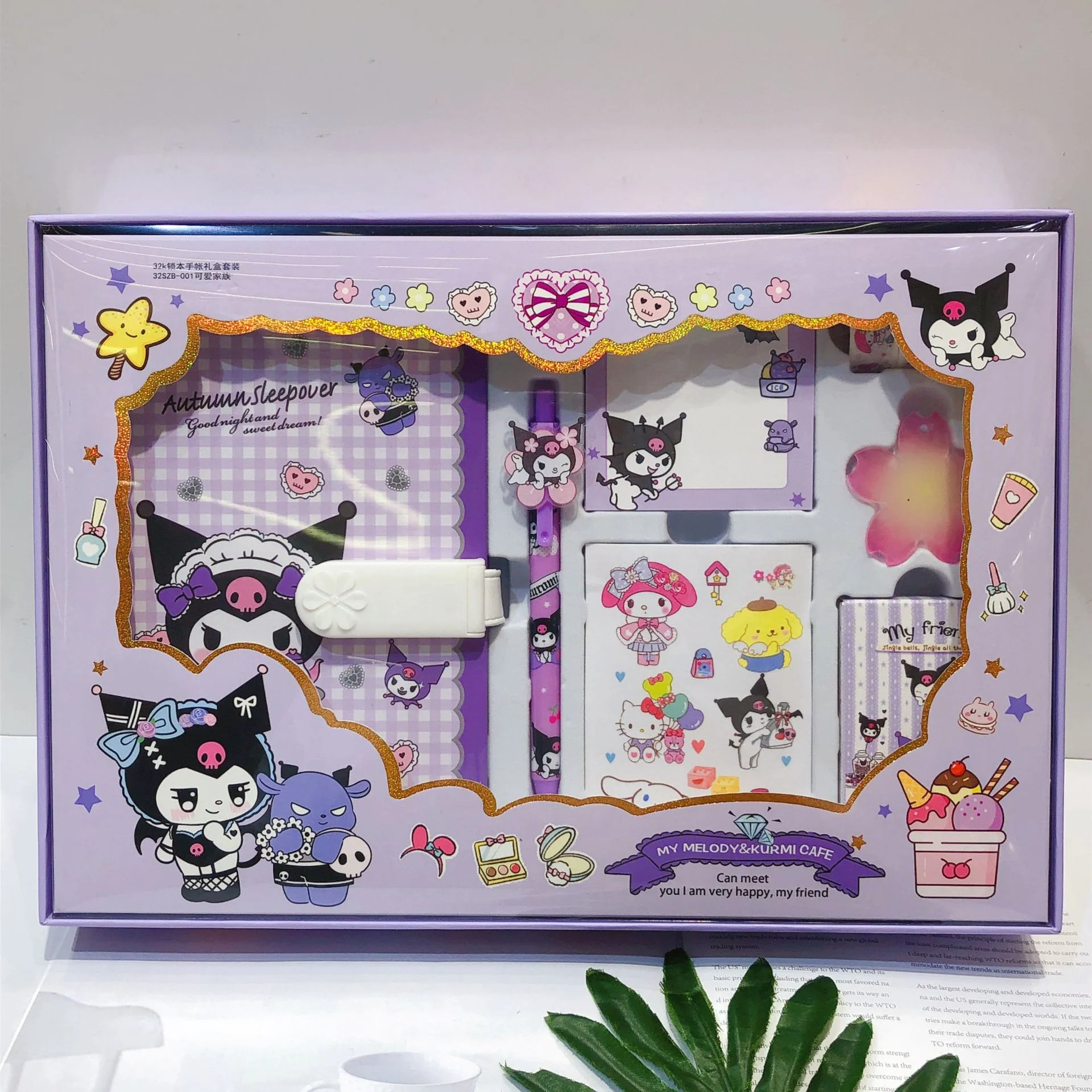 Sanrio mystitcinnoroll pulinkromiノート粘着アカウントブックセットかわいい文房具ステッカーパスワードメモ帳署名ペン